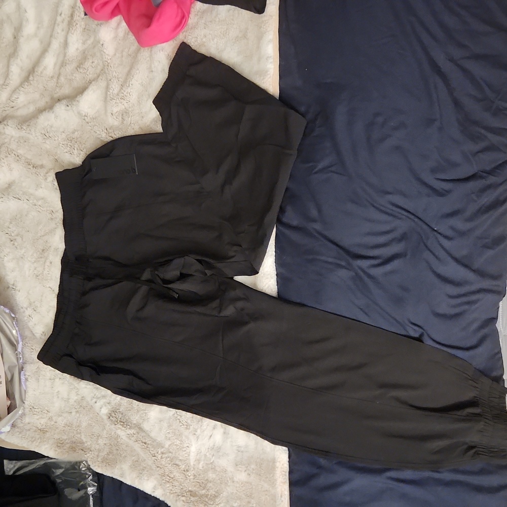 Black mono b pants